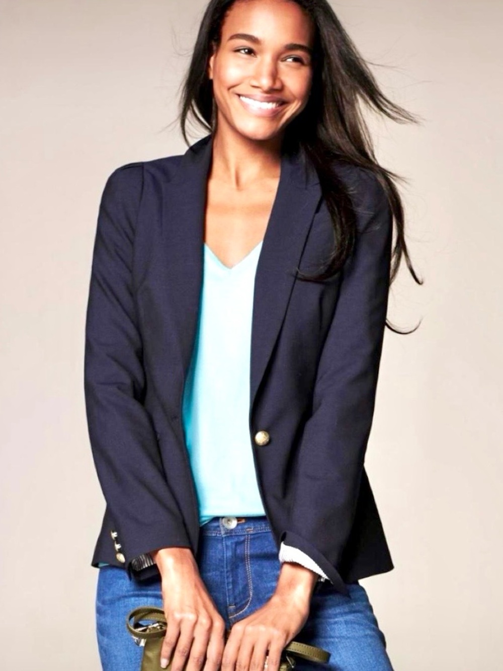Banana Republic Wool Puff Sleeves Lightweight Single-Button Blazer Size 6